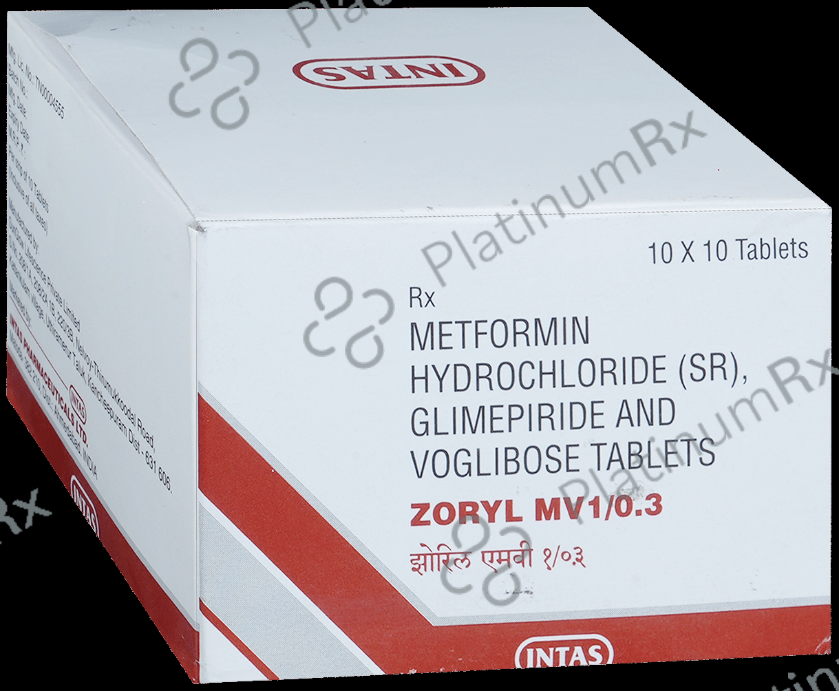 Zoryl MV 1/500/0.3mg Tablet SR 10s