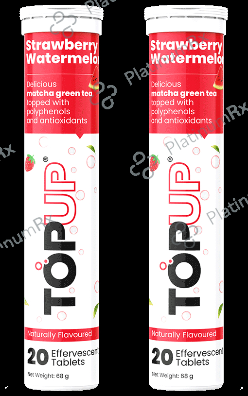 TopUp Delicious Matcha Green Tea Effervescent Tablet (20 Each) Strawberry Watermelon 2 bottles