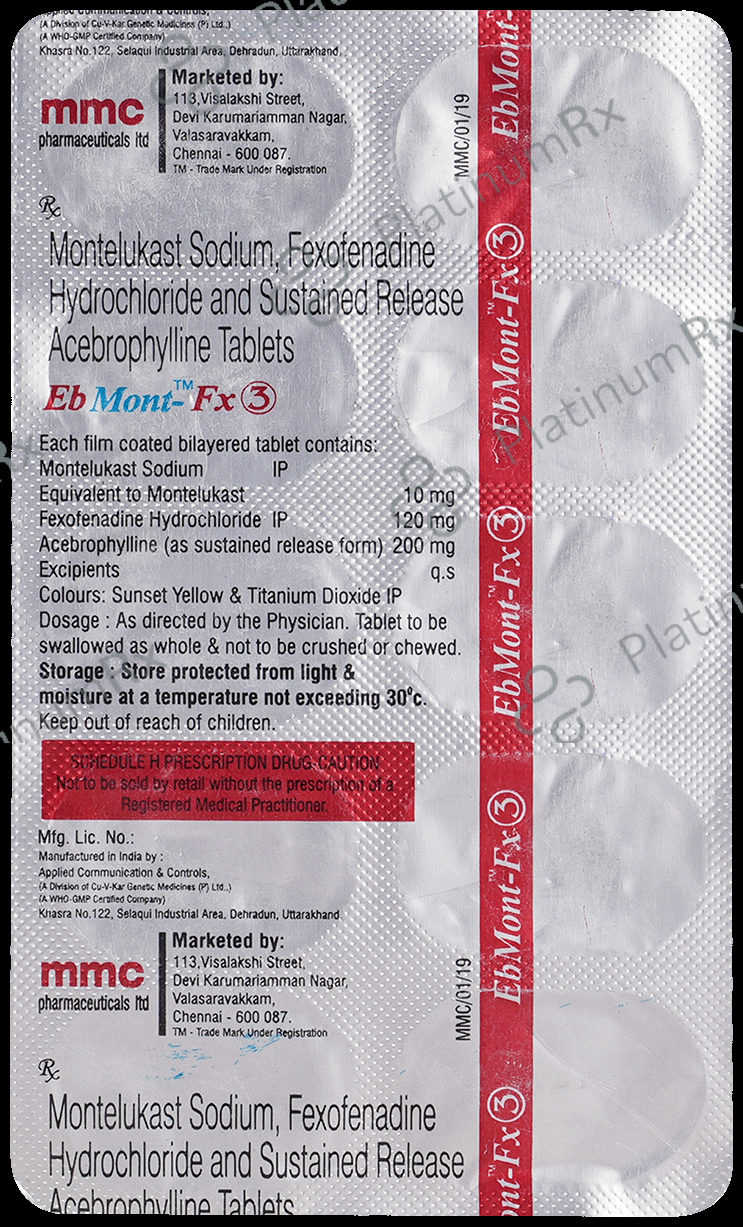 Ebmont FX3 200/120/10mg Tablet 10s