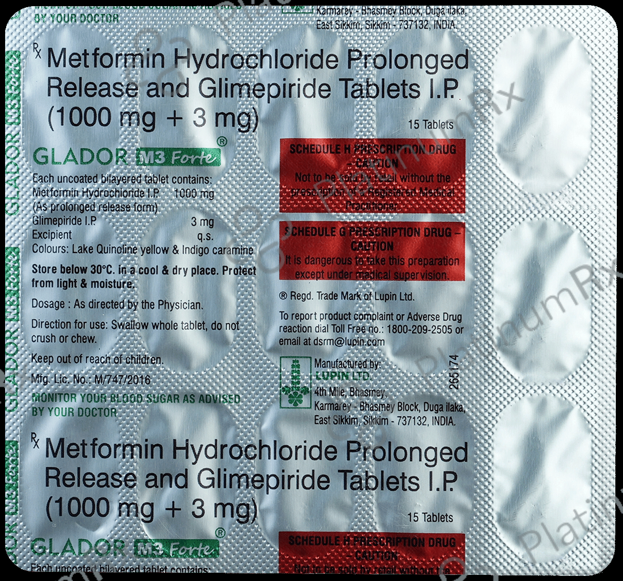 Glador M3 Forte 3/1000mg Tablet PR 15s