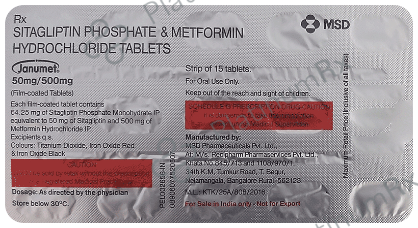 Janumet 50/500mg Tablet 15s