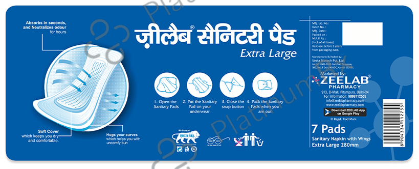 Zeelab Sanitary Pad With Wings XL