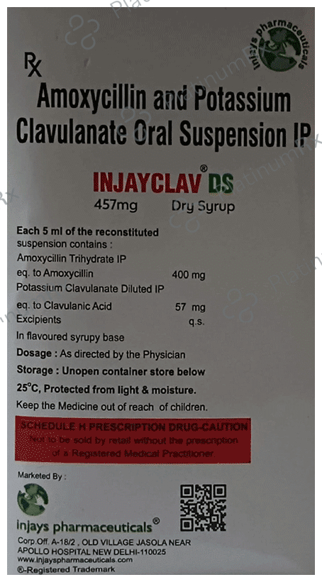 Injayclav DS 457mg Dry Syrup Strawberry