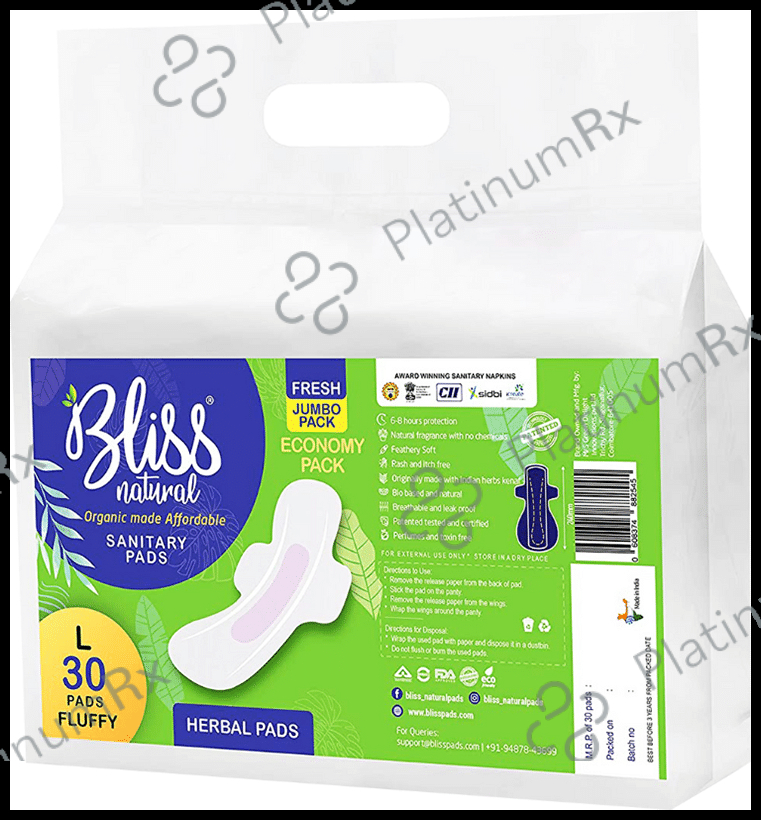 Bliss Natural Fluffy Herbal Sanitary Pad Pads Large