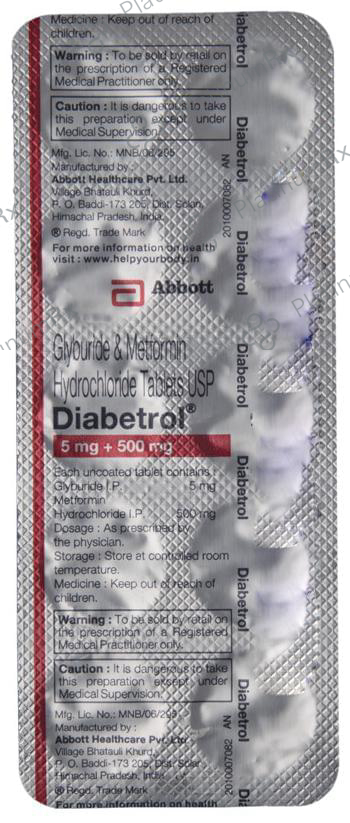 Diabetrol 5/500mg Tablet 10s