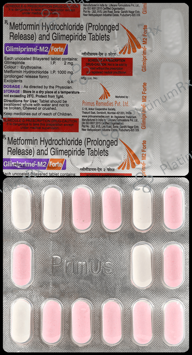 Glimiprime M2 Forte 2/1000mg Tablet PR 15s