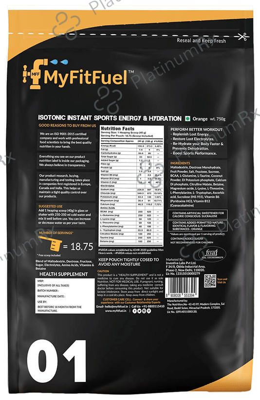 MyFitFuel Isotonic Instant Sports Energy & Hydration Powder Orange