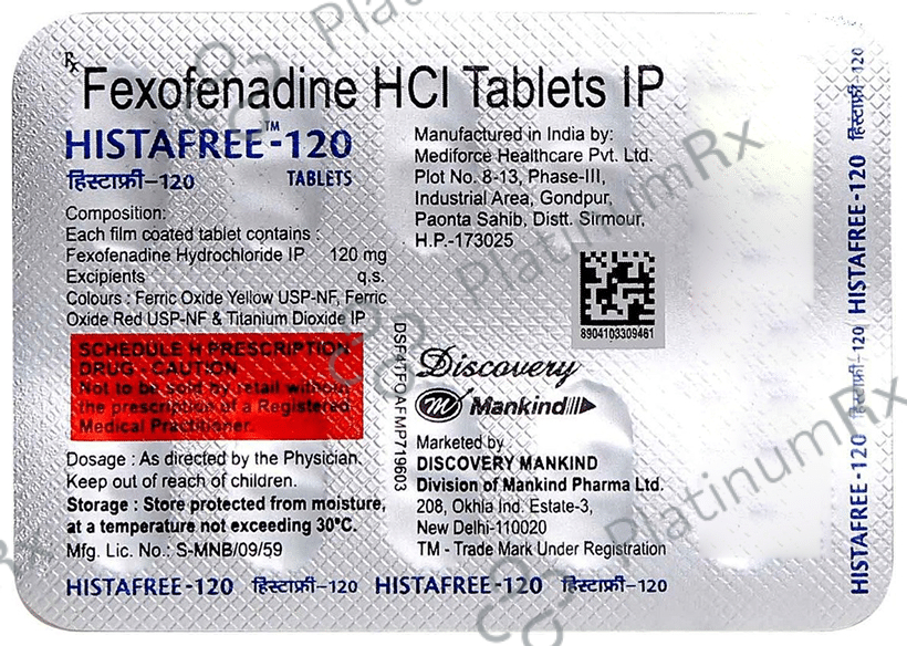 Histafree 120mg Tablet 10s
