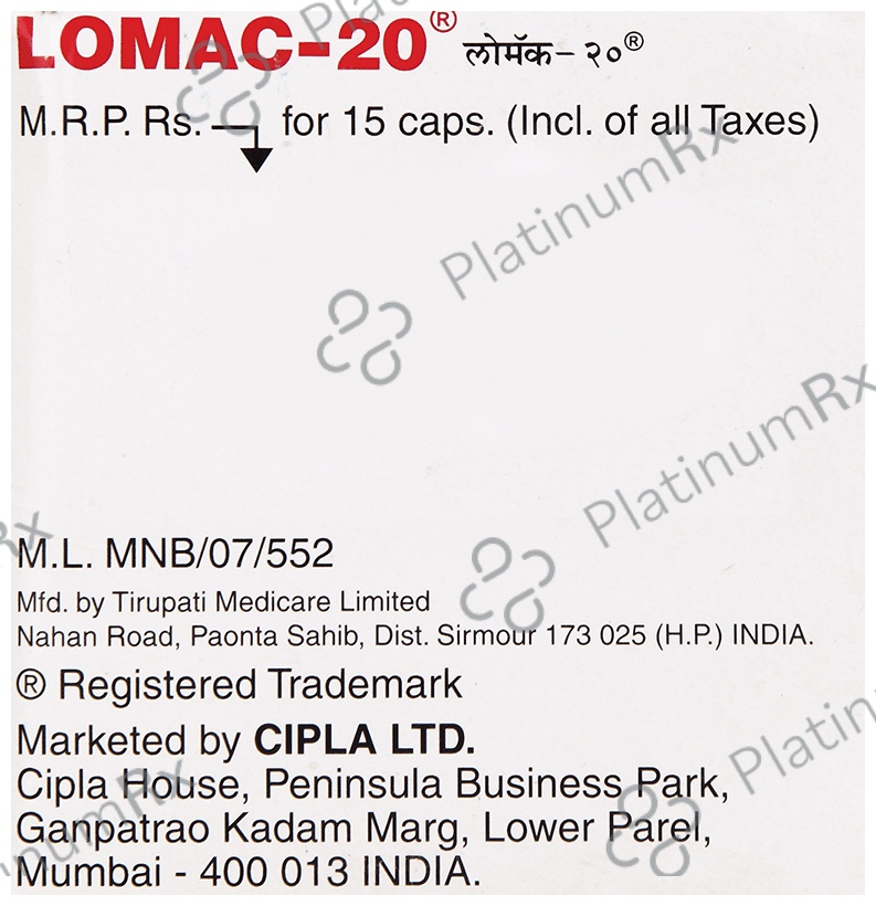 Lomac 20mg Capsule 15 Capsule