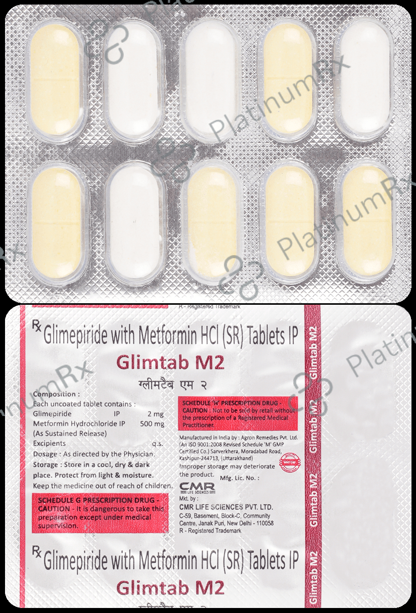 Glimtab-M 2mg/500mg Tablet