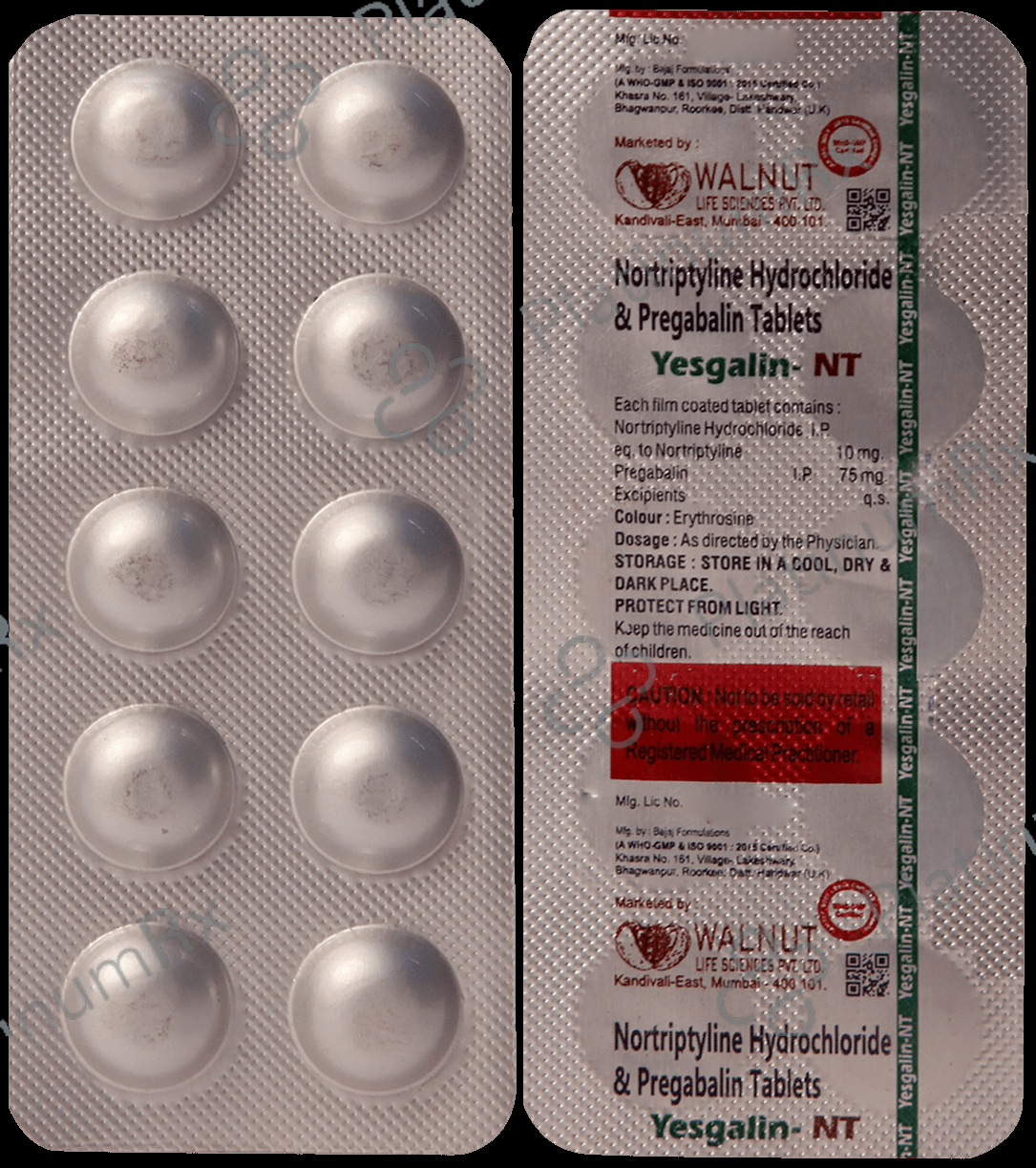 Yesgalin NT 75mg/10mg Tablet