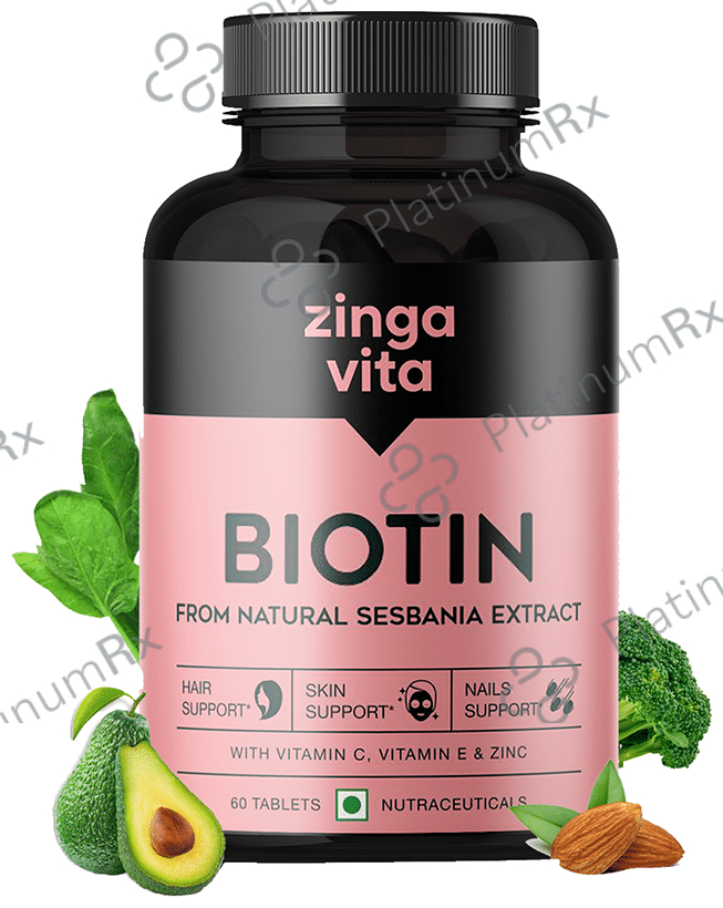 Zingavita Biotin Tablet with Zinc, Vitamin C & E for Hair, Skin & Nail Health