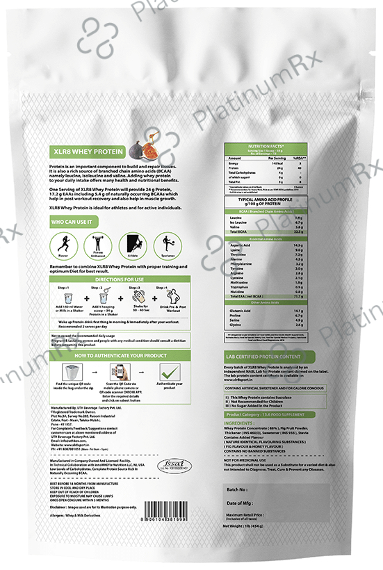 XLR8 Sports Nutrition Whey Protein Instantised Whey Protein Concentrate Figs & Honey 1 lb