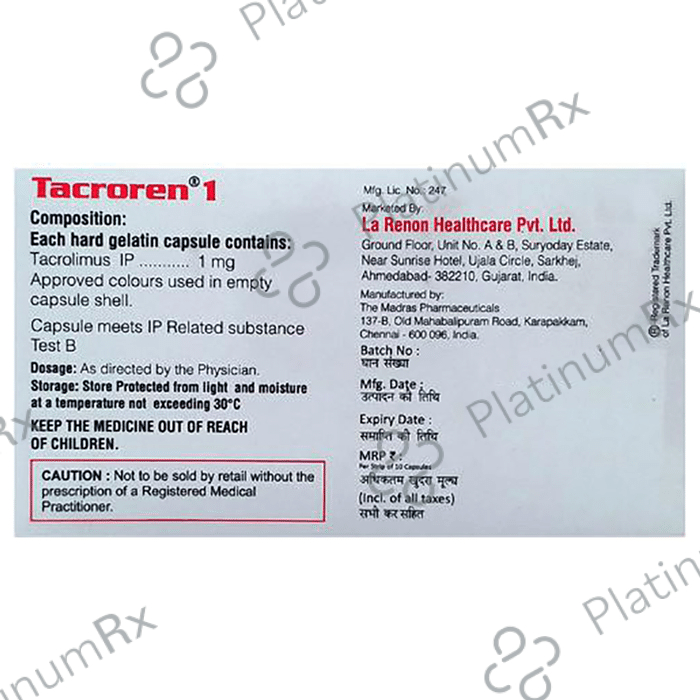 Tacroren 1mg Capsule 10s