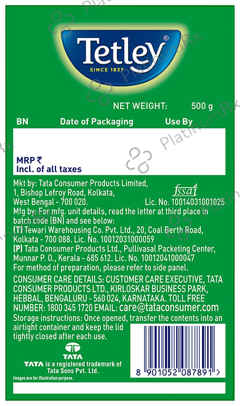 Tetley Tetley Green Tea, Long Leaf Tea Original 500 gm