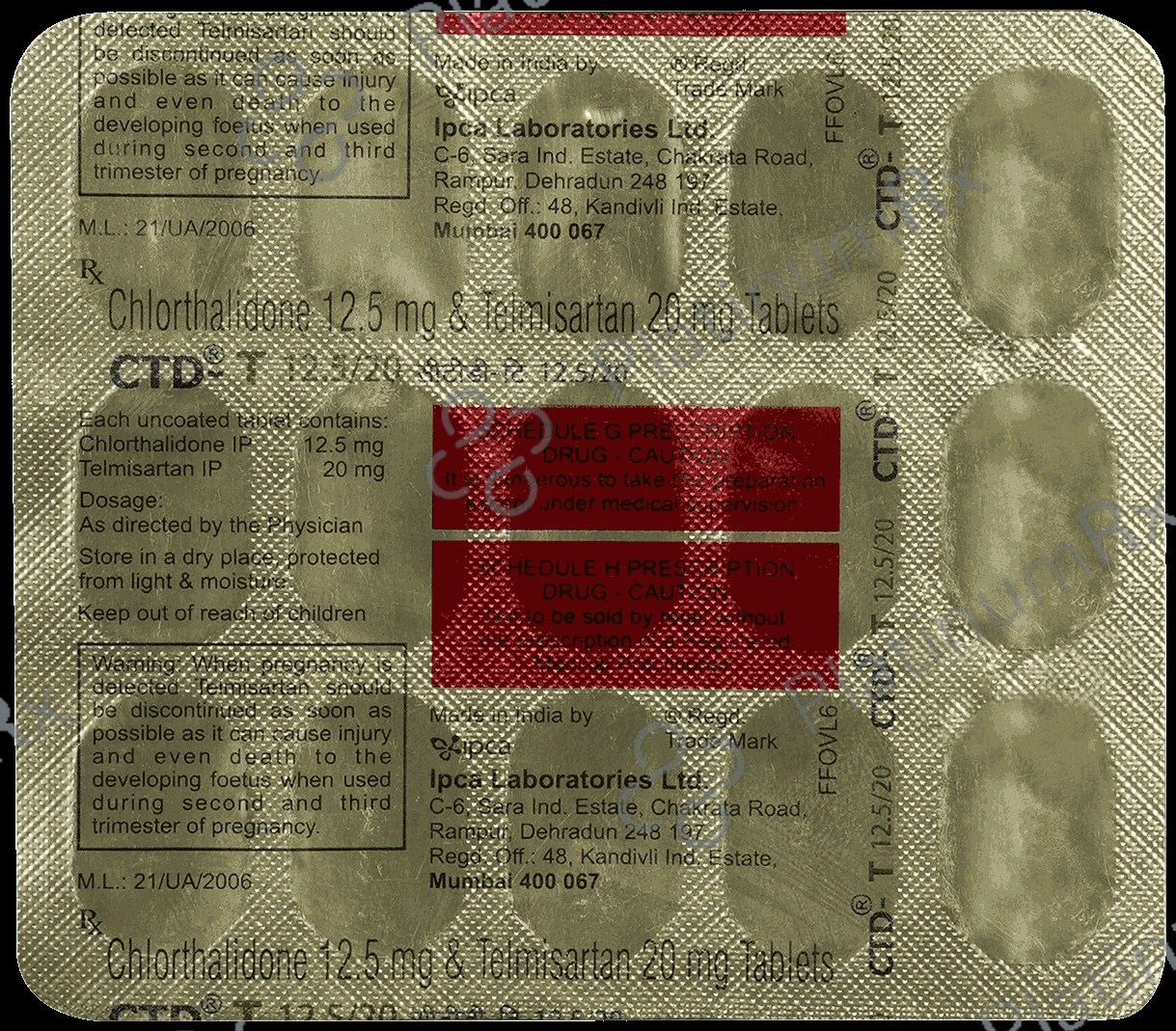 CTD T 12.5/20mg Tablet 15s
