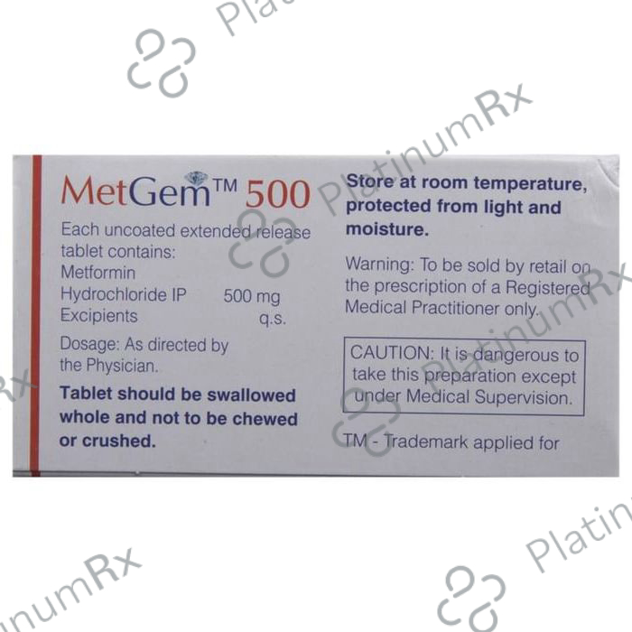Metgem ER 500mg Tablet 10s
