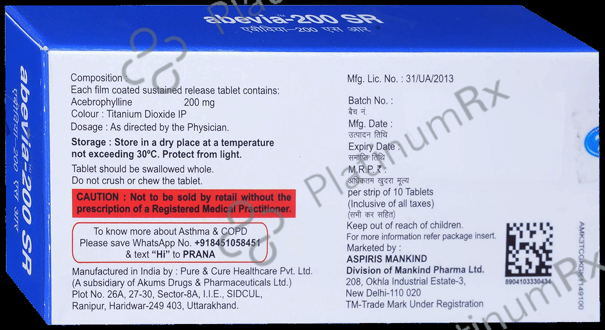 Abevia SR 200mg Tablet 10s