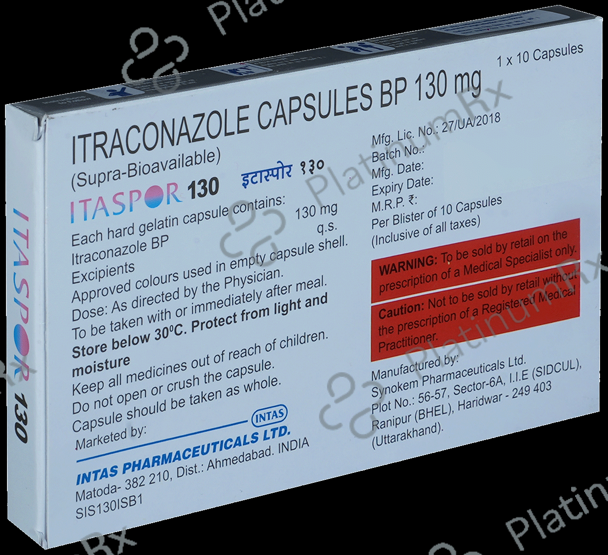 Itaspor 130mg Capsule 10s