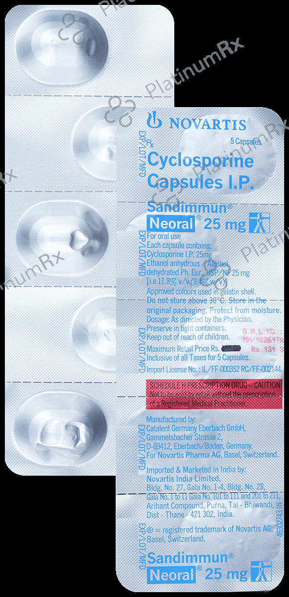 Sandimmun Neoral 25mg Soft Gelatin Capsule 5 Soft Gelatin Capsule