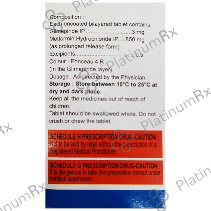 Metafort G 3/850mg Tablet PR 10s