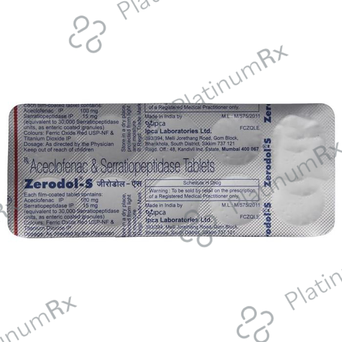 Zerodol S 100/15mg Tablet 10s