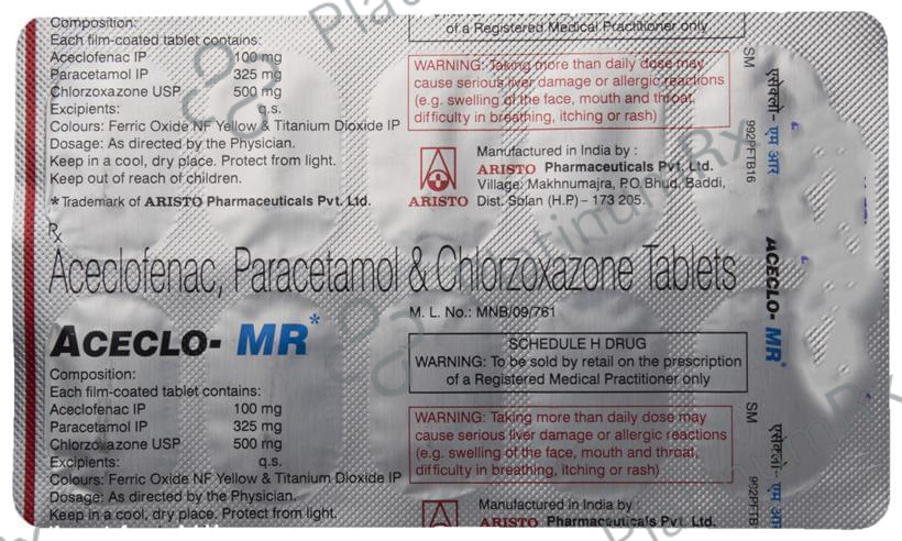 Aceclo MR 100/500/325mg Tablet 10s