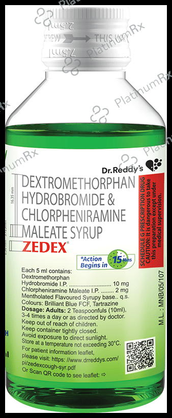 Zedex Cough 2/10mg Syrup 100ml