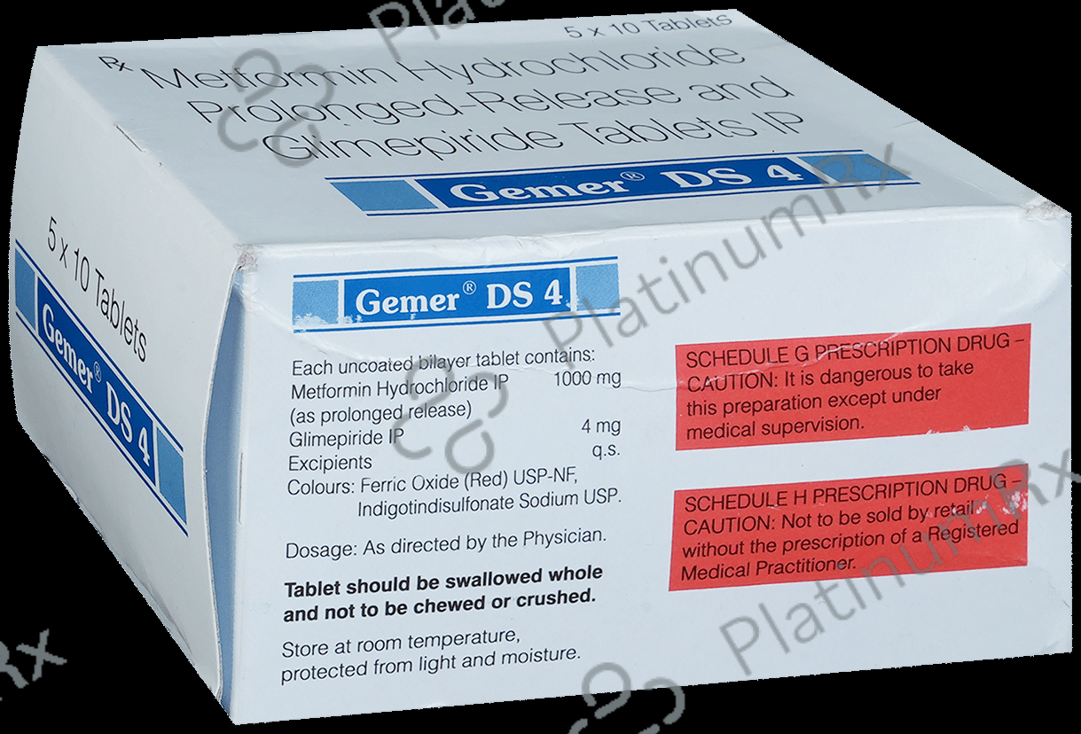 Gemer DS 4/1000mg Tablet PR 10s