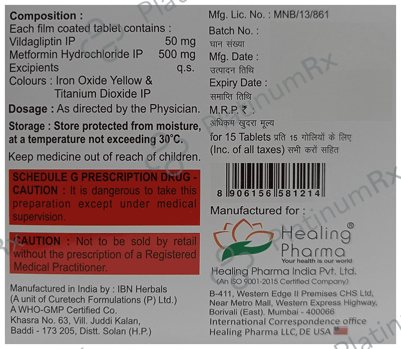 Vildasmart M 500mg/50mg Tablet