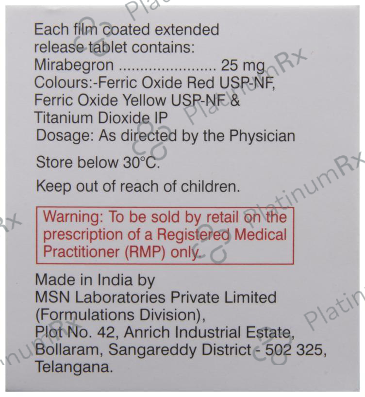 Mirbeg 25mg ER Tablet 10s