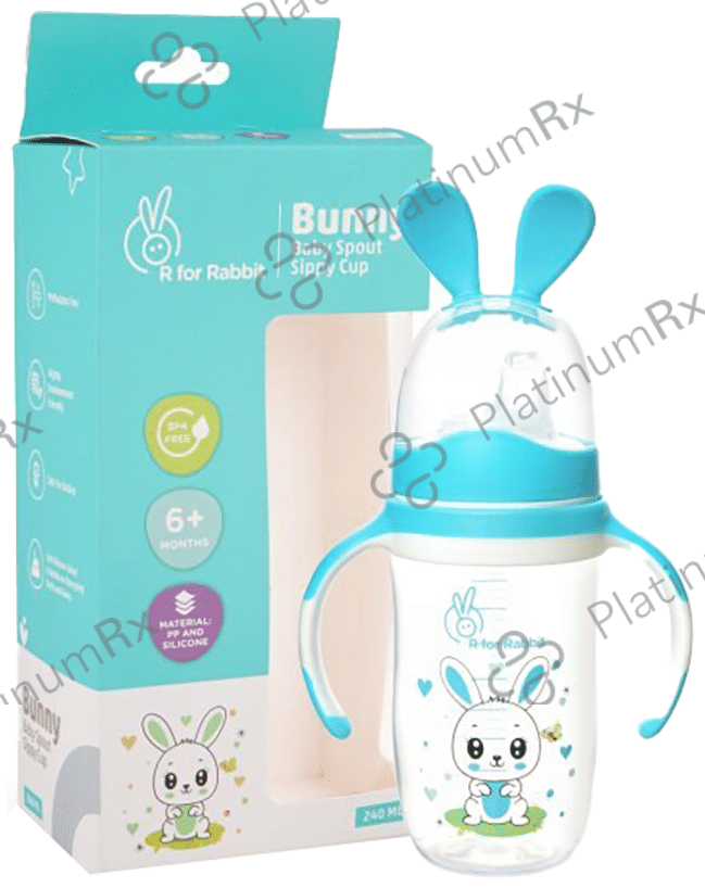 R for Rabbit Bunny Baby Spout Sippy Cup Blue