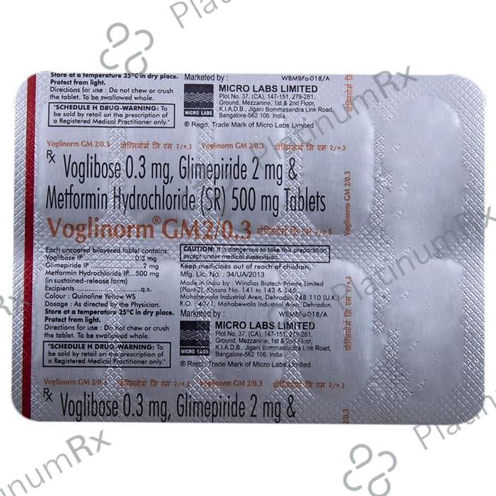 Voglinorm GM 2/0.3 2/500/0.3mg Tablet SR 10s