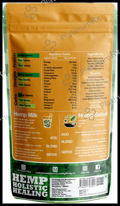 Cure By Design Hemp Hearts 200 gm