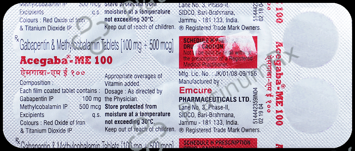 Acegaba ME 100/500mcg Tablet 10s