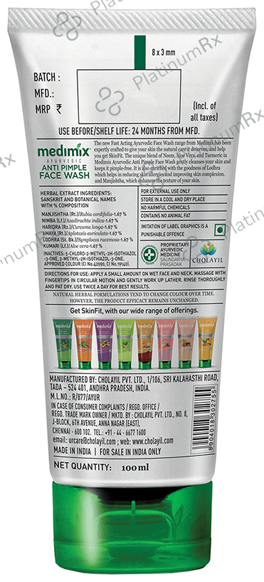 Medimix Ayurvedic Anti Pimple Face Wash (100ml Each)