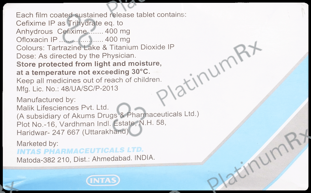 Ceftas O DS 400/400mg Tablet 10s