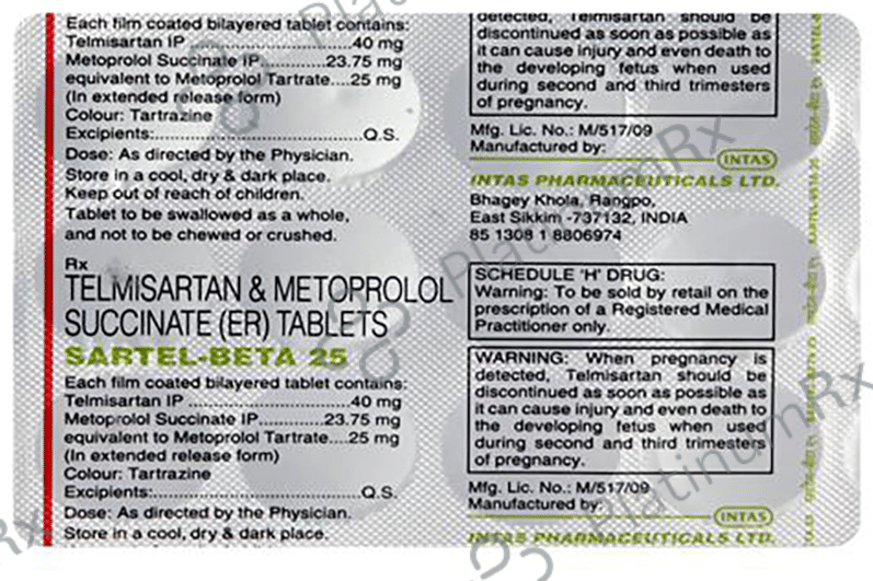 Sartel Beta 25/40mg Tablet ER 15s