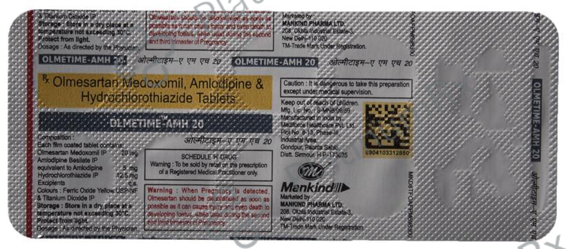 Olmetime AMH 5/12.5/20mg Tablet 10s