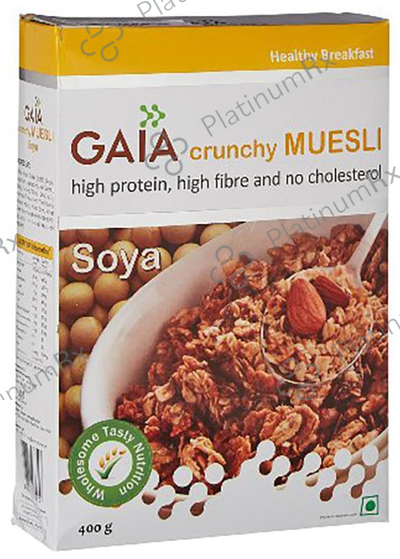 GAIA with Vitamins, Minerals, High Protein & Fibres for Nutrition - Crunchy Soya Muesli