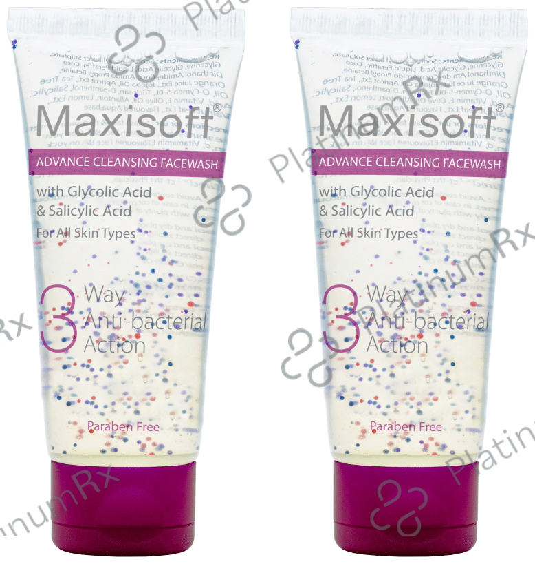 Maxisoft 3 Way Anti-Bacterial Action Advance Cleansing Face Wash (100ml Each) 2 Tubes
