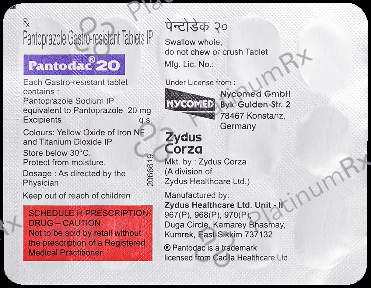 Pantodac 20mg Tablet 15s