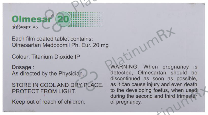 Olmesar 20mg Tablet 15s