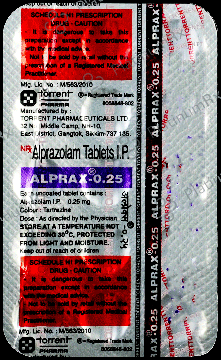 Alprax 0.25mg Tablet 15s