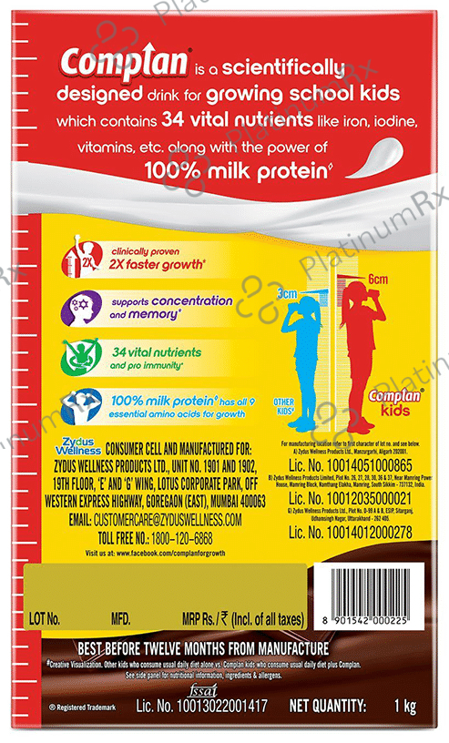 Complan Nutrition Drink Powder for Children - Nutrition Drink for Kids with Protein & 34 Vital Nutrients - Royale Chocolate 1 kg
