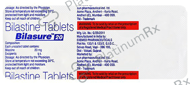 Bilasure 20mg Tablet 10s