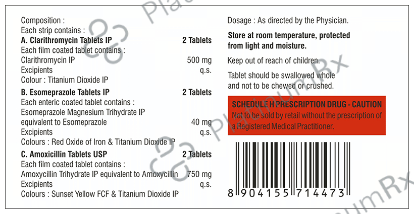 Zosa HP Combikit 750/500/40mg Tablet 6s