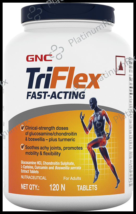 GNC Triflex Fast-Acting with Glucosamine & Boswellia for Joints Mobility & Flexibility - Tablet 120 tablets