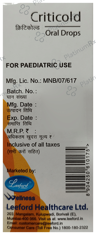Criticold Orange Oral Drops 15ml