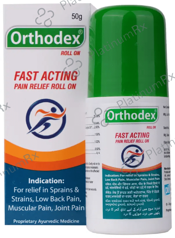 Orthodex Fast Acting Pain Relief Roll On For Back, Muscle, Joint & Knee Pain - Sports & Gym Injuries